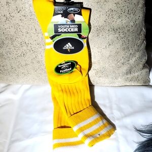 Adidas tall, soccer socks, bright yellow NWT